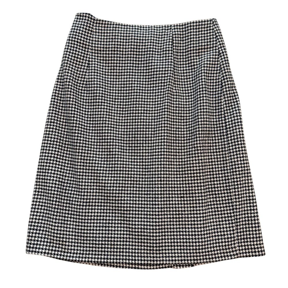 35th & 10th Houndstooth Skirt Womens 9 Black White Wool Blend Vintage A-Line USA